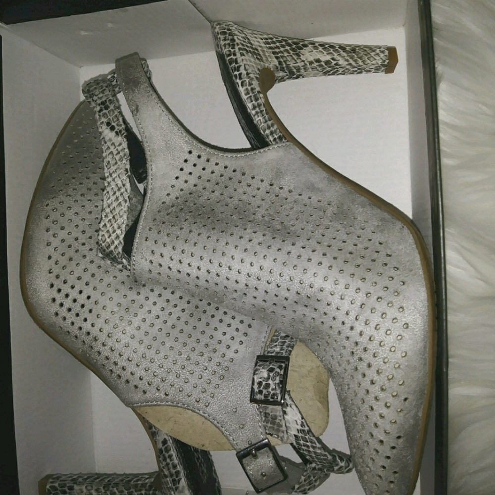 Rialto grey suede and snakeskin booties NWT